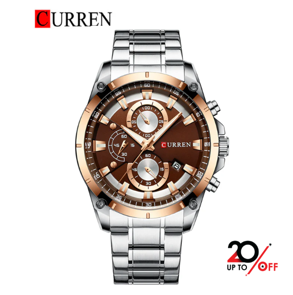 CURREN 8360 Men's Stainless Steel Band Wrist Watch – Original Brand with Box & Bag