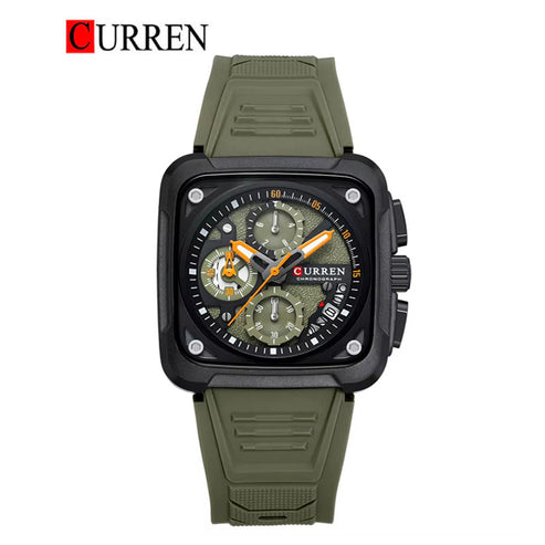 CURREN 8461 Men's Rubber Strap Wristwatch – Original Brand with Box & Bag Included