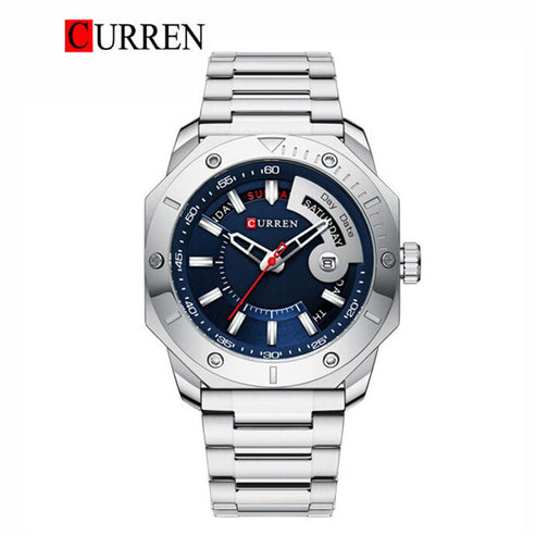 CURREN 8344 Men's Wristwatch – Original Brand with Stainless Steel Band, Box & Bag Included