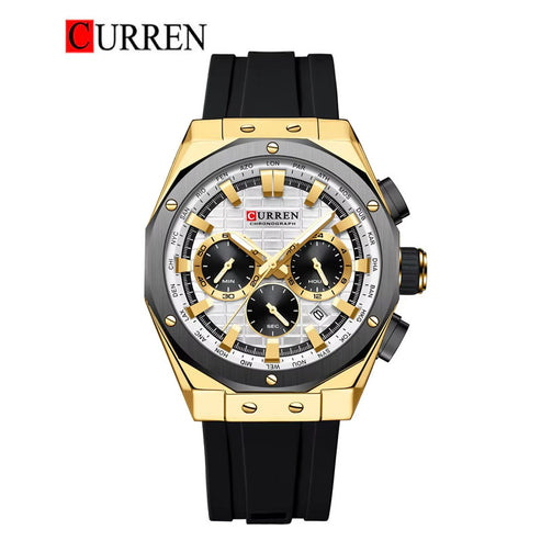 CURREN 8464 Men's Rubber Strap Wristwatch – Original Brand with Box & Bag Included