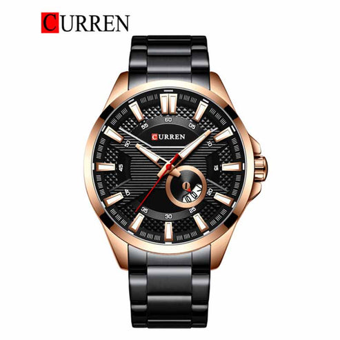 CURREN 8372 Men's Stainless Steel Band Wristwatch – Original Brand with Box & Bag Included