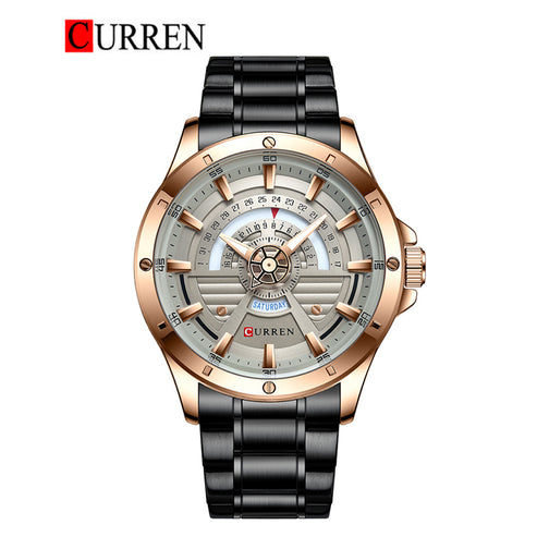 CURREN 8381 Men's Stainless Steel Band Wristwatch – Original Brand with Box & Bag Included